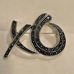 Vintage Marcasite XO (Hugs & Kisses) Brooch Pin